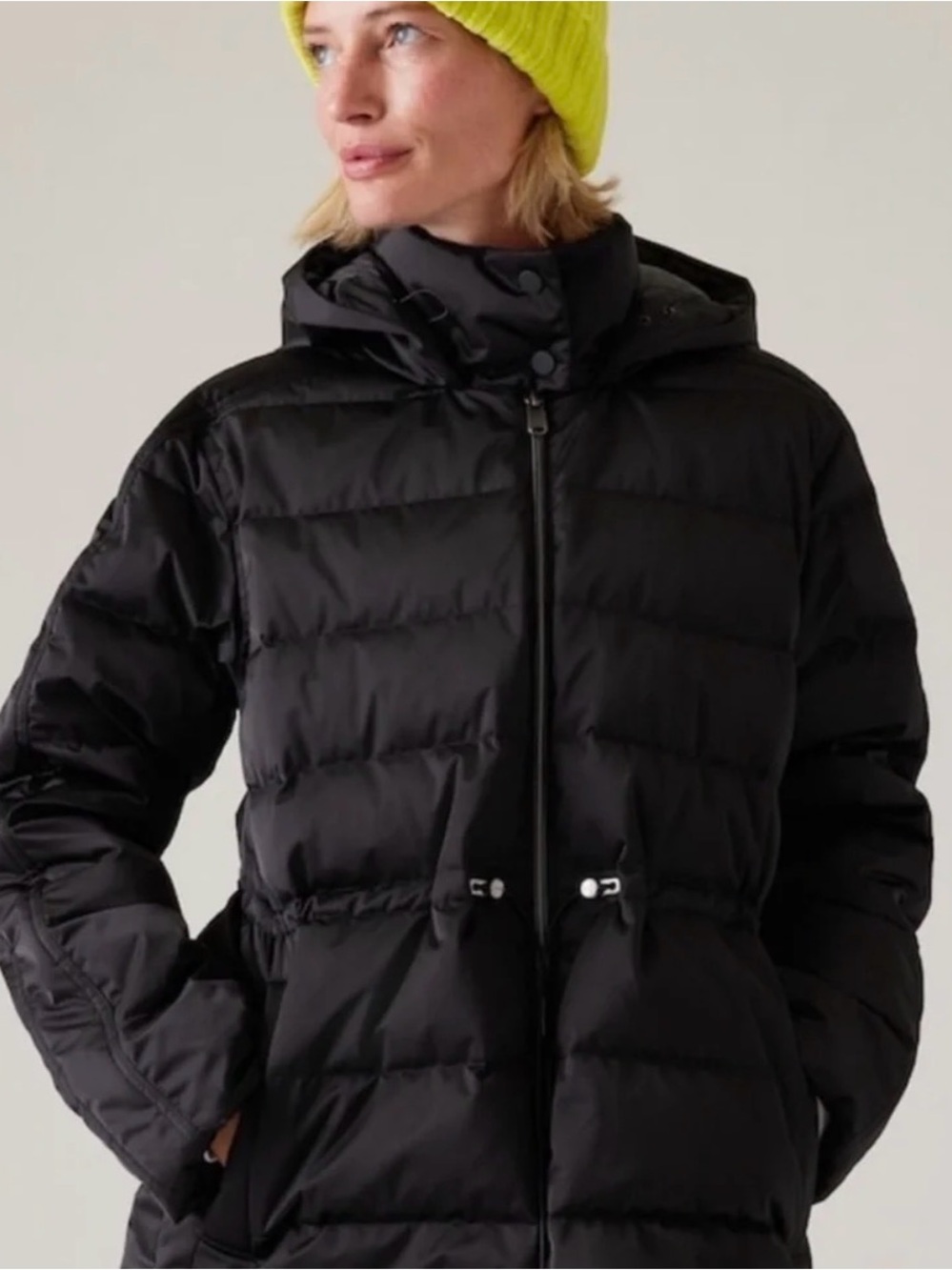 Athleta Sateen puffer coat adjustable waist